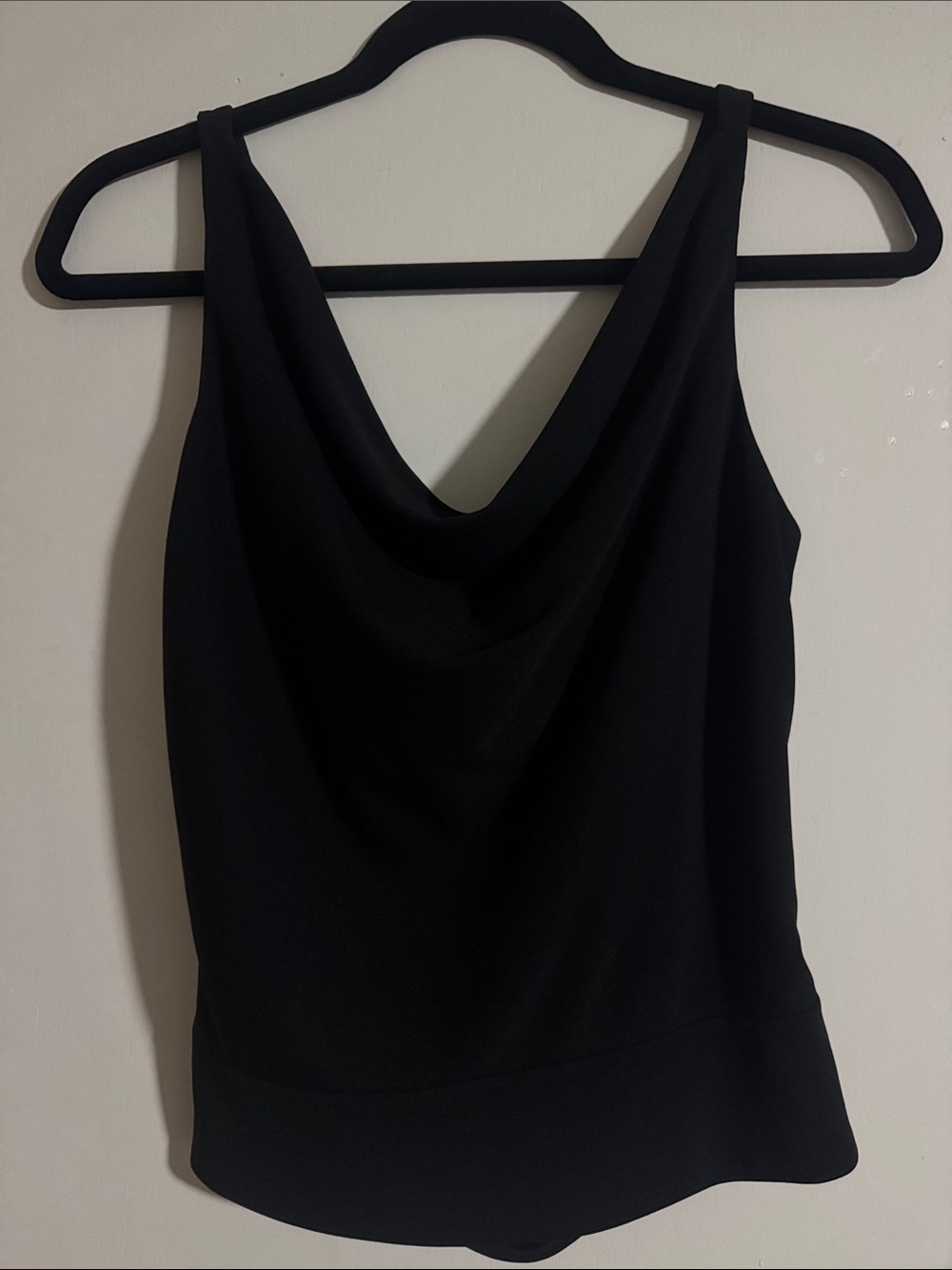 White House Black Market Black Draped Cowl Neck Camisole Open Back